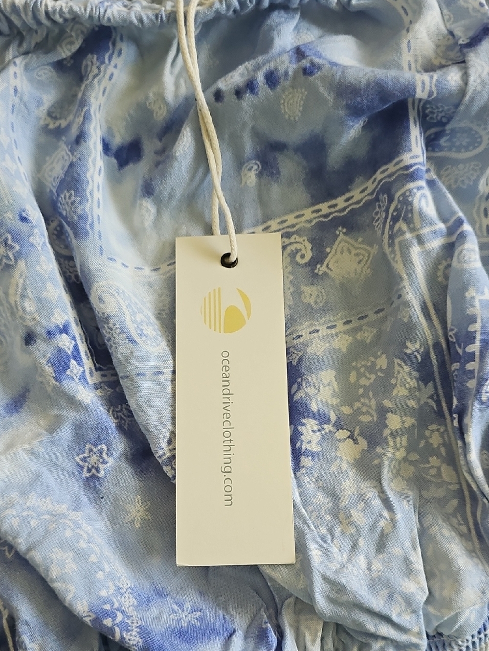 Ocean Drive Light Blue Printed Strapless Romper - Picture 4 of 7